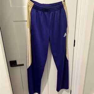adidas Purple and Gold Men’s Track Pants with Side Stripes